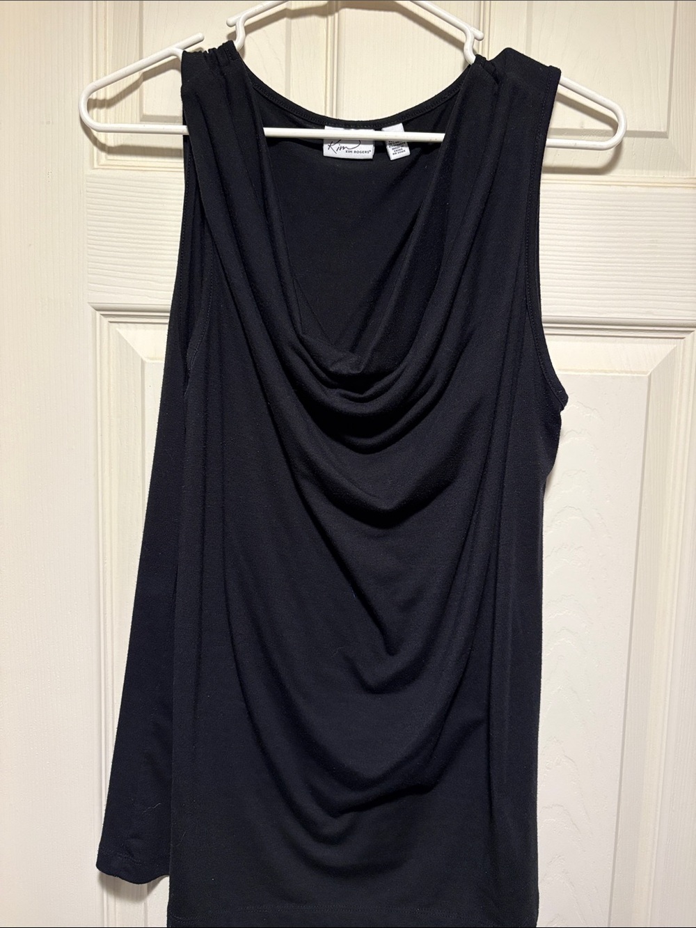 Kim Rogers Black Draped Cowl Neck Tank